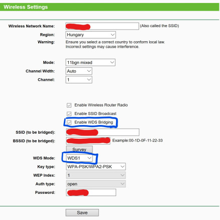 Wireless settings